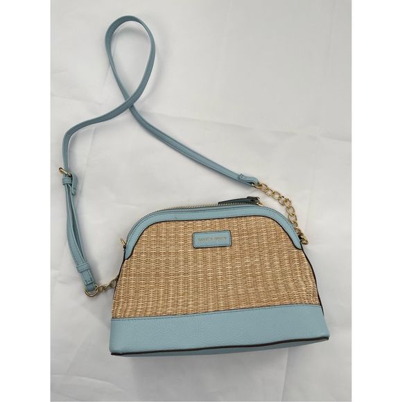 Nanette Lepore Handbags - Nanette Lepore powder blue and basket weave front crossbody bag.